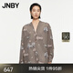 JNBY/江南布衣春秋襯衫女趣味圖案印花棉質(zhì)寬松休閑通勤5O7215850 077/雜灰咖 XS