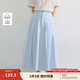 茵曼（INMAN）淡人通勤條紋百褶純棉半身裙2025夏季女裝新款寬松a字長裙 白藍(lán)條 XL