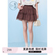 紫涵（ZIHAN）紫涵木耳邊蛋糕裙女2025年夏季新款甜美網(wǎng)紗內(nèi)襯拼接高腰a字短裙 可可咖 S