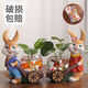 時(shí)鳥創(chuàng)意卡通兔子綠蘿水培花瓶水養(yǎng)器皿玻璃透明個(gè)性輕奢茶幾桌面擺件 【藍(lán)色】萌兔 小號版