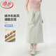 浪莎2025年春夏新款半身裙美式復古抽繩a字裙高腰顯瘦中長(cháng)款工裝裙