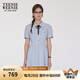 Teenie Weenie小熊女裝連衣裙2025夏季新款清新簡(jiǎn)約學(xué)院翻領(lǐng)短袖裙 淺藍(lán)色 M