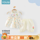 優(yōu)奇女童夏裝套裝2025新款洋氣時(shí)髦兒童短袖兩件套寶寶衣服夏季小童裝 彩色波點(diǎn) 90