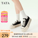 他她（TATA）經(jīng)典厚底帆布鞋女鞋子休閑板鞋小白鞋春新款WP801AM5 黑色 35