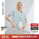 朗姿復(fù)古高級感小香風(fēng)氣質(zhì)圓領(lǐng)短袖上衣夏季薄款短外套新款 水藍(lán)色 S