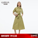 歌莉婭襯衫領(lǐng)連衣裙女夏2025歐若風(fēng)穿搭抹茶綠連袖裙子1E4C4K760 09G抹茶綠 L