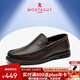 夢特嬌（MONTAGUT）男鞋新款羊皮商務(wù)休閑皮鞋中老年爸爸鞋輕便透氣一腳蹬懶人鞋子男 棕色(皮鞋碼) 40
