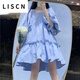 LISCN連衣裙女日系甜美軟妹2025夏季寬松顯瘦小清新泡泡袖娃娃裙子新款 藍(lán)色 S 建議80-95斤