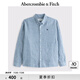 ABERCROMBIE & FITCH【李現(xiàn)同款】男裝25春夏新款經典小麋鹿亞麻混紡襯衫KI125-5085 藍色 M (180/100A)