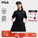 FILA 斐樂官方女裝梭織工裝連衣裙2025夏季新款時(shí)尚涼感防曬收腰裙子 正黑色-BK M 165/84A/M