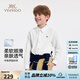 英氏（YEEHOO）兒童襯衫男童白襯衫秋季休閑100%純棉長袖襯衣秋裝中大童裝新款 領(lǐng)秀學(xué)院襯衫-白色 【100%棉】 160