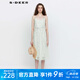 S.DEER【新】圣迪奧女裝清新印花網(wǎng)紗吊帶連衣裙S232Z12Y1 淺青/46 S 160