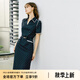 顏域（YANYEE）收腰波點(diǎn)連衣裙女夏裝2024新款輕熟風(fēng)V領(lǐng)職場氣質(zhì)包臀一步裙 黑色 M/38