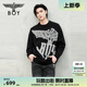 BOY LONDON【水墨之影】秋冬毛衫男女同款老鷹保暖黑色休閑針織衫N60002 黑色 M