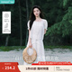 茵曼（INMAN）【苧麻】章若楠同款法式花邊女裝方領(lǐng)襯衫2025夏季新款短袖上衣 珍珠白 M