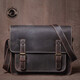 ANDSEEYOU品牌 單肩包男 真皮斜挎劍橋包 瘋馬皮郵差包 休閑商務(wù)文件背包  深棕色