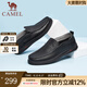 駱駝（CAMEL）鏤空皮鞋男 透氣輕便軟底防滑懶人套腳休閑鞋爸爸鞋 A122211600 黑色 41