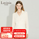 Lavinia Club拉維妮婭別致設(shè)計感收腰褶皺長袖V領(lǐng)襯衫女秋新款通勤上衣 米色 165/88A