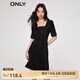 ONLY法式方領(lǐng)高腰A字短款牛仔連衣裙女|123242060 J19 黑牛仔BLACK DENIM XS (155) 76A