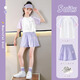 小豬彼特兒童羽毛球服套裝夏季女童速干衣乒乓網(wǎng)球運動服夏天大童跑步訓(xùn)練 18828白色18519紫色運動套裝無鞋 170 cm