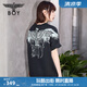 BOY LONDON【白羽入夜】春夏情侶款潮牌朋克時(shí)尚紫外線光變短袖T恤N01914 黑印藍(lán) （天空藍(lán)色光變印花） L