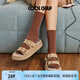 COOLCHAP勃肯鞋女手工進(jìn)口牛反絨雙扣一字拖外穿軟底新款時(shí)尚涼拖鞋子 月色沙丘  標(biāo)準(zhǔn)版 37