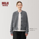 無印良品（MUJI）女式 牦牛絨混 高圓領(lǐng)開衫針織毛衣針織衫外套秋冬  BA1PPA4A 灰色 L (165/88A)