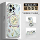 FEIIE【磁吸支架·帶掛鏈】適用蘋(píng)果16ProMax手機(jī)殼iPhone15蝴蝶結(jié)格子貓咪創(chuàng)意外殼蘋(píng)果14時(shí)尚輕奢13女 高端皮紋款【蝴蝶結(jié)格子貓咪藍(lán)】360°旋轉(zhuǎn)磁吸支架 iPhone16Pro