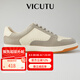 威可多（VICUTU）男士休閑鞋舒適輕便真皮皮鞋商務(wù)通勤板鞋百搭小白鞋VBW23195235 灰+白色 40