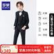 羅蒙兒童西裝套裝男童禮服英倫主持人鋼琴演出服秋 亮絲黑色5件套 170