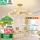 雷士（NVC）北歐現(xiàn)代輕奢智能網(wǎng)紅led螢光客廳吊燈餐廳吊燈中山燈具燈飾套餐 螢光 15頭80瓦智能【吊桿型】