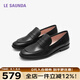 萊爾斯丹2025新款復(fù)古小香風(fēng)一腳蹬樂福女單鞋19002 黑色BKG 38