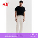 H&M男裝女裝T恤秋季透氣圓領(lǐng)短袖運(yùn)動(dòng)上衣短袖內(nèi)搭打底衫0685816 黑色 M 175/100