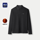 HLA海瀾之家長(cháng)袖polo衫男高周波印花休閑風(fēng)長(cháng)袖HNTWD3W063A 黑色63 XL 180/96A推薦151~164斤