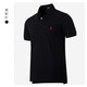 拉夫勞倫 RALPH LAUREN 保羅短袖POLO衫男T恤翻領(lǐng)純色純棉小馬標 黑色紅標 M 125-145斤