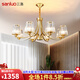 三洛（SANLUO）美式吊燈客廳燈全銅輕奢水晶燈后現(xiàn)代簡約餐廳燈書房主臥室燈8215 8頭全銅吊燈+LED三色燈泡+包安裝