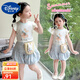 迪士尼（Disney）童裝女童套裝夏季薄款兒童衣服印花飛袖兩件套小女孩洋氣時髦夏裝 上衣褲子兩件套+包包 130 建議7~8歲（120-130cm）