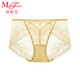 曼妮芬新款性感蕾絲透氣中低腰內褲 女士抗菌底檔短褲底褲 060黃色 L 165/95