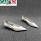卡帝樂鱷魚（CARTELO）歐洲站女鞋2025春季新款歐貨真皮細(xì)跟淺口尖頭鏤空貓跟休閑單鞋女 白色 36