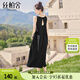 絲柏舍無(wú)袖連衣裙2025春夏新款女裝時(shí)尚設(shè)計(jì)感圓領(lǐng)捏褶中長(zhǎng)裙