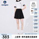 Navigare意大利小帆船半身裙女士夏季時(shí)尚顯瘦A字裙子簡(jiǎn)約休閑短款百褶裙 暗夜黑 S