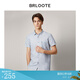 巴魯特（Brloote）短袖襯衫男 棉麻舒適透氣貼袋短襯衣 夏裝 灰色 170/92A