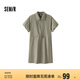 森馬（Semir）連衣裙女翻領(lǐng)燈籠袖休閑風(fēng)2025夏季防曬收腰短裙戶外109325114027