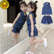 G.DUCKKIDS女童套裝2025新款夏裝洋氣韓版時尚兒童裝時髦牛仔短褲兩件套潮衣 清爽牛仔夏裝 130 建議身高120厘米左右