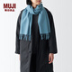 無印良品（MUJI）羊毛編織 圍巾 圍脖 保暖 女式 冬季 DD0IOA4A 煙熏藍(lán)色 35*164cm