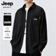 JEEP SPIRIT吉普長袖襯衫男士秋季燈芯絨秋季重磅百搭襯衣外套男裝 黑色 L