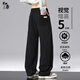 初唐褲子男闊腿褲男款秋冬厚款棉質(zhì)衛褲寬松直筒松緊運動(dòng)褲 黑色 XL