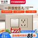 公牛（BULL）118型開關(guān)插座面板多孔多位墻壁電源多功能五孔插座帶開關(guān)G04金 一開雙控5孔插座（2位）