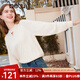 百圖betu女裝秋冬新款毛衣麻花復(fù)古扭繩圓領(lǐng)鏤空毛衣女2310T21 米白 XS