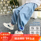 左西男中大童夏季牛仔褲兒童防蚊褲2025男孩夏裝長褲子 淺牛仔色 120